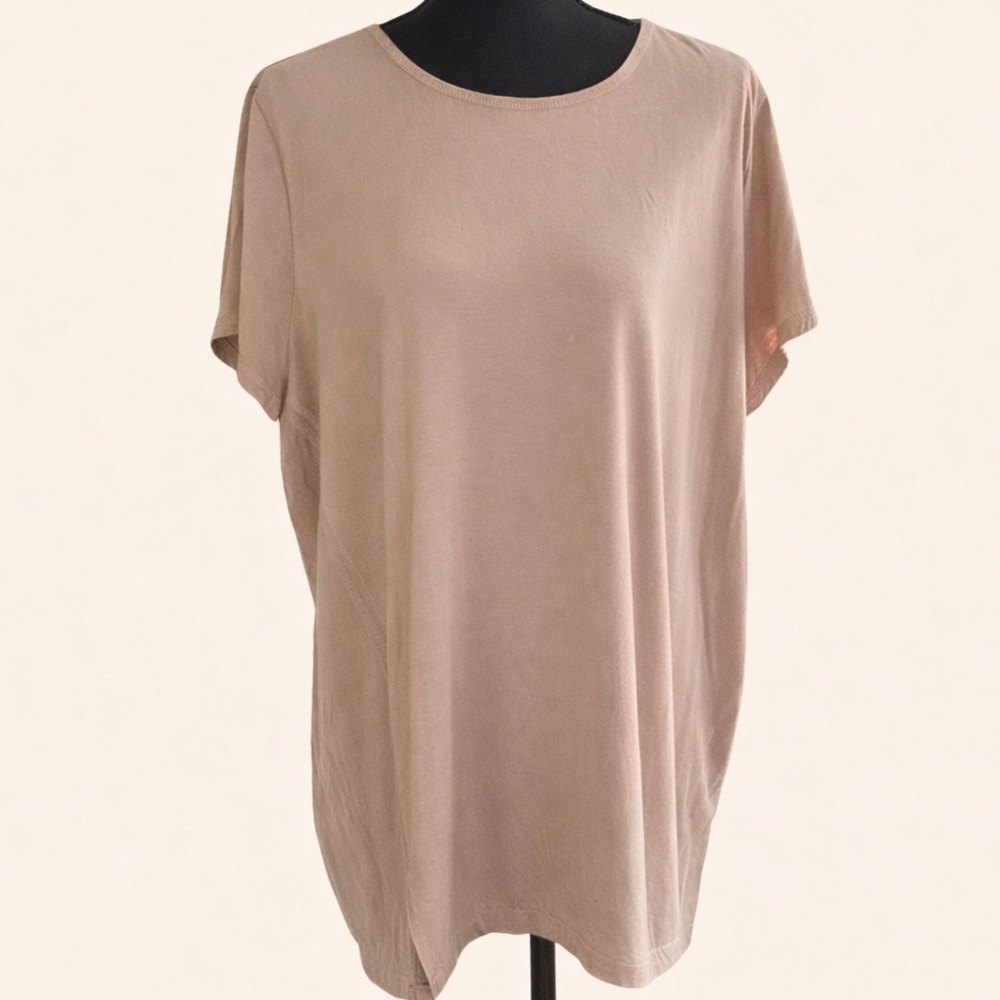 W by Worth Taupe Rayon Stretch Tee Short Sleeve Women’s XL